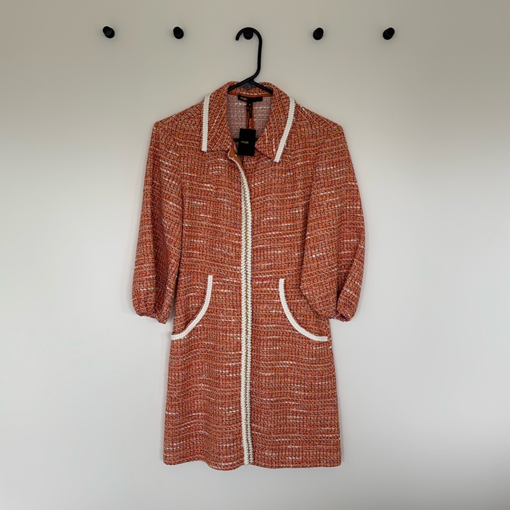 Maje tweed dress- orange. Size 38